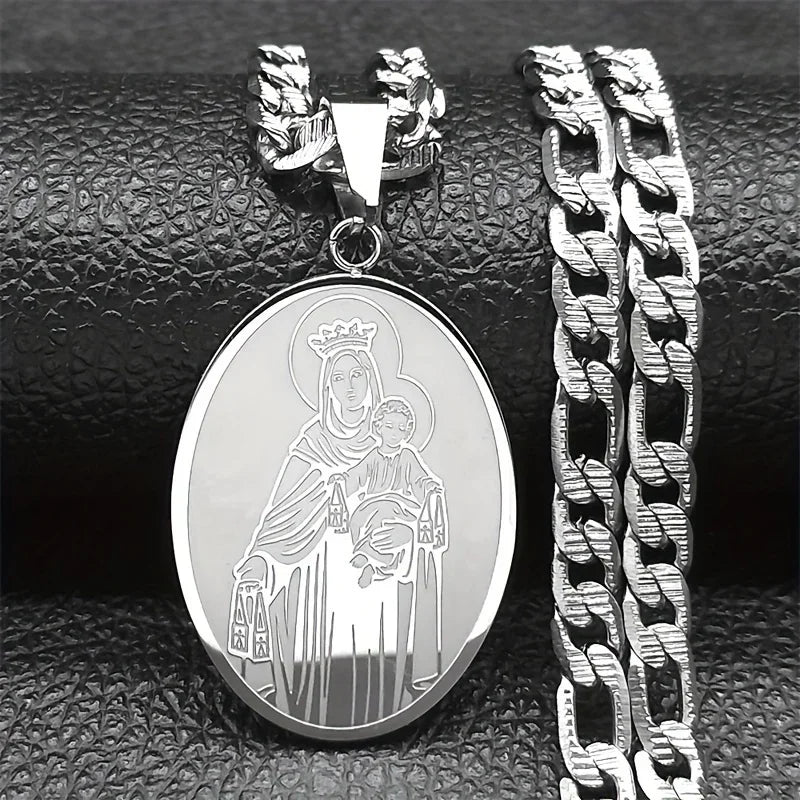 Classic Virgin Mary Pendant Necklace for Women Men Stainless Steel Gold Plated Catholic Mother Mary Necklaces Jewelry NZZZ140S05