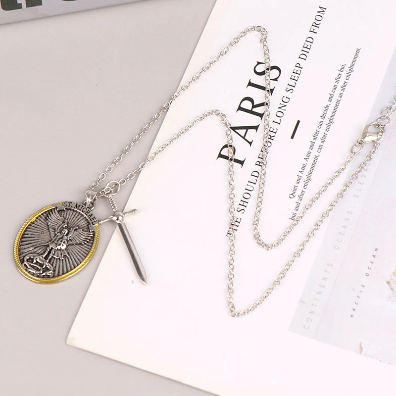 Catholic Patron Saint Pendant Michael St. Michael The Archangel Pendant Necklace