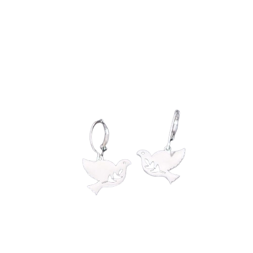 Peace Dove Hoop Earrings – In Silver