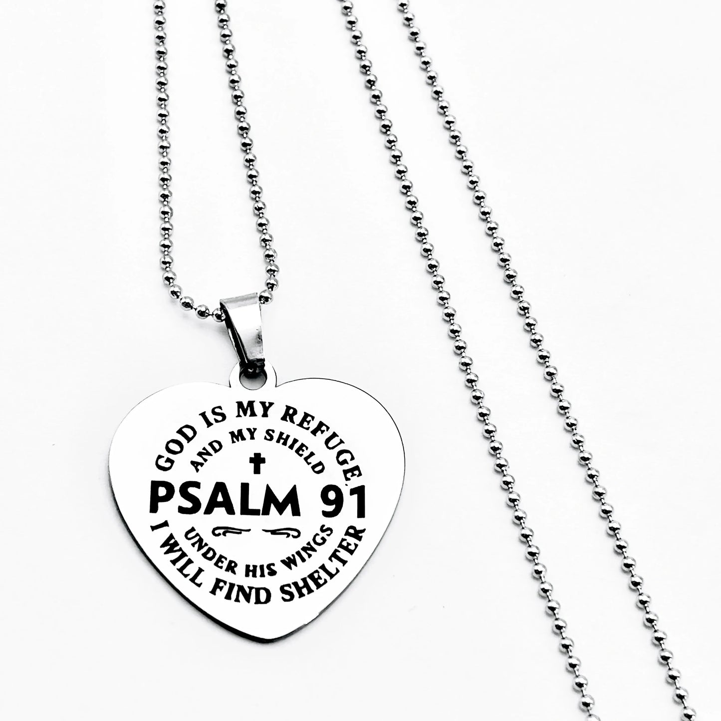 Psalm 91, Stainless steel necklace, perfect choice for Jesus religious faith, ideal gift for friends on holidays
