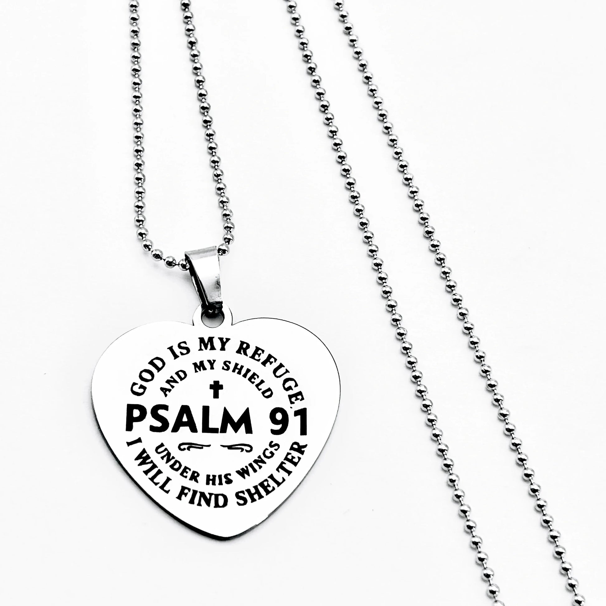 Psalm 91, Stainless steel necklace, perfect choice for Jesus religious faith, ideal gift for friends on holidays