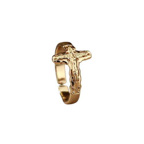 Jesus Cross Ring – In Gold