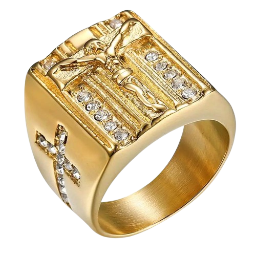 Gold Jesus Prayer Cross Ring for Men – Gold