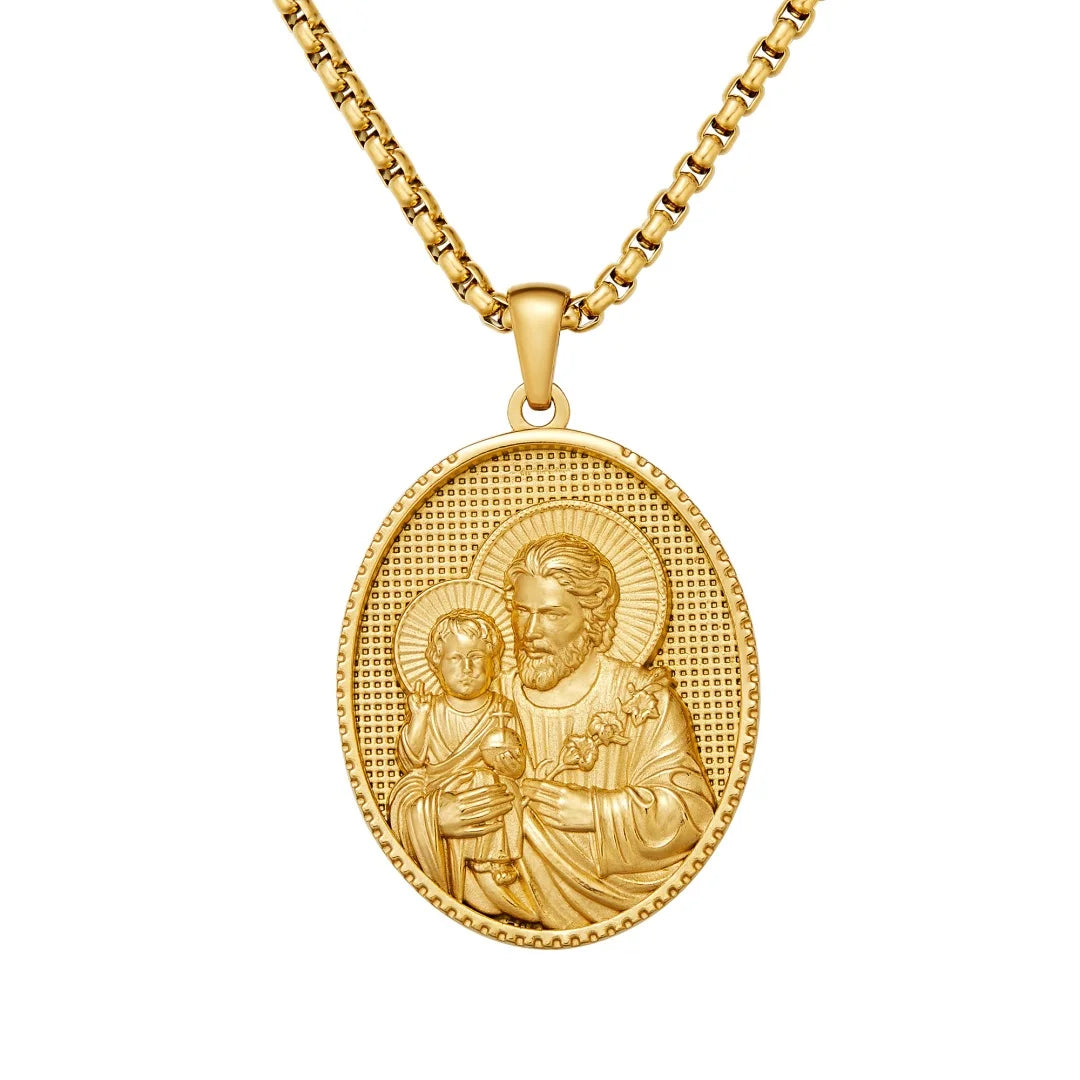 Saint Joseph Religious Christian Jesus Medal Necklace for Women Men Stainless Steel Gold Color Necklaces Gift Amulet Jewelry