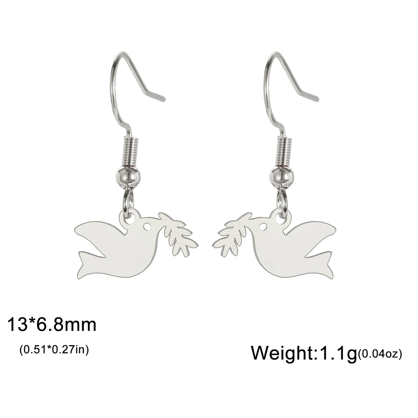 Simple Peace Dove Earrings Stainless Steel Peace Animal Logo Women's Earrings Fashion Party Jewelry Gifts