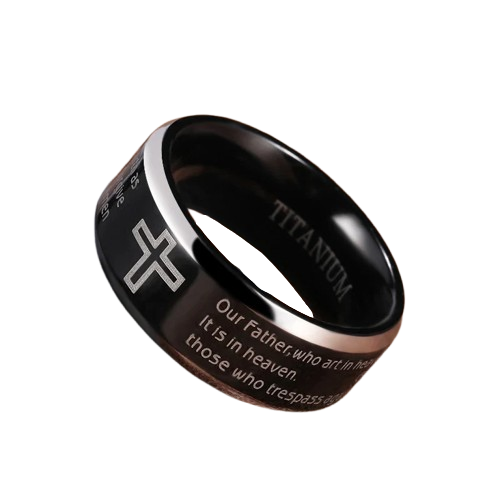 Titanium Bible Verse Ring – Unisex 8mm Jesus Cross