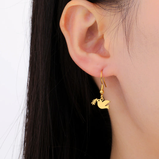 Simple Peace Dove Earrings Stainless Steel Peace Animal Logo Women's Earrings Fashion Party Jewelry Gifts