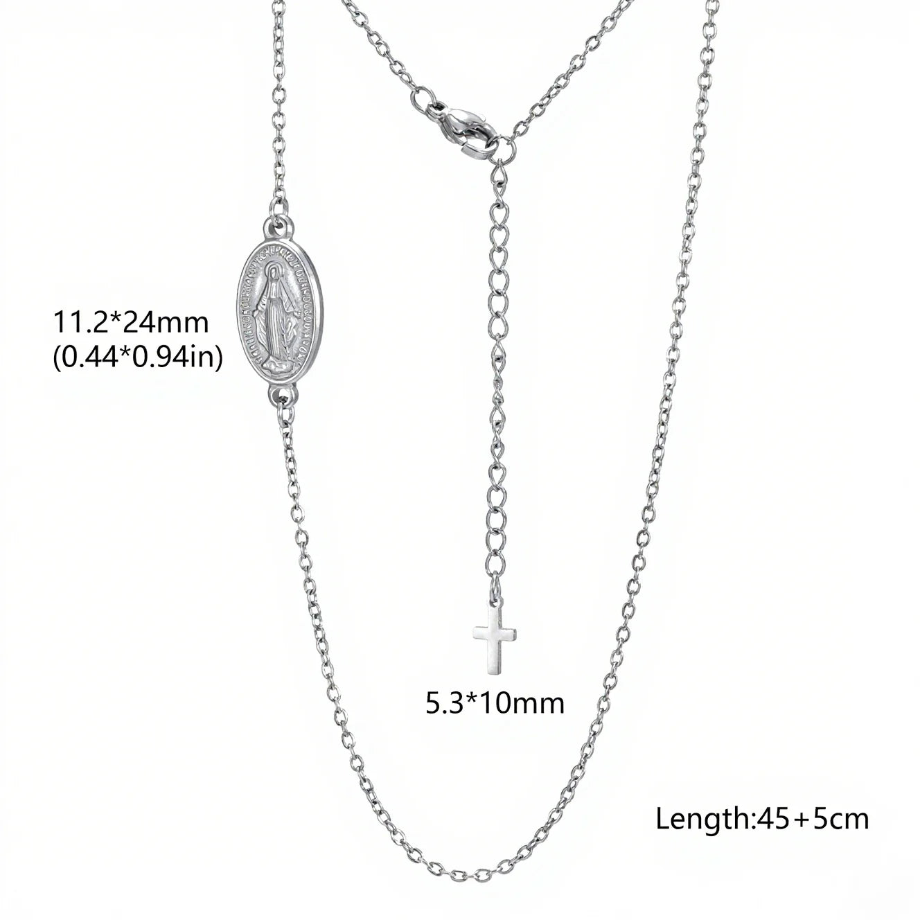 Skyrim Religious Virgin Mary Cross Pendant Necklace for Women Stainless Steel Gold Color Necklaces Amulet Blessed Jewelry Gift
