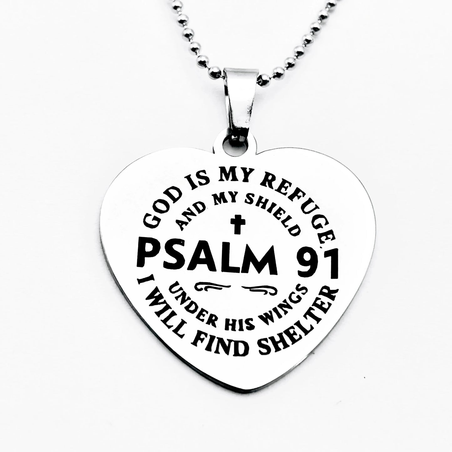 Psalm 91, Stainless steel necklace, perfect choice for Jesus religious faith, ideal gift for friends on holidays