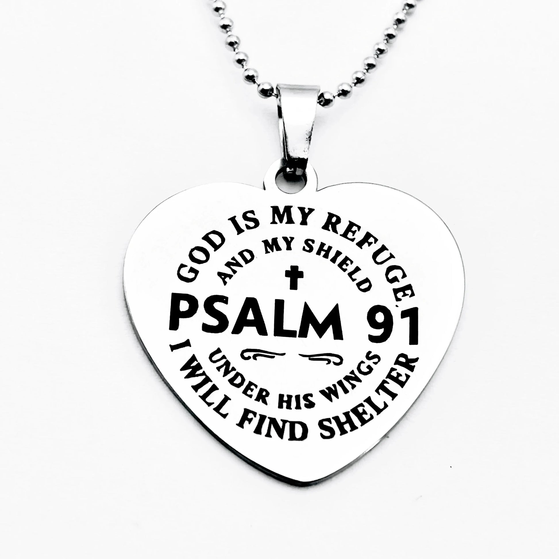 Psalm 91, Stainless steel necklace, perfect choice for Jesus religious faith, ideal gift for friends on holidays