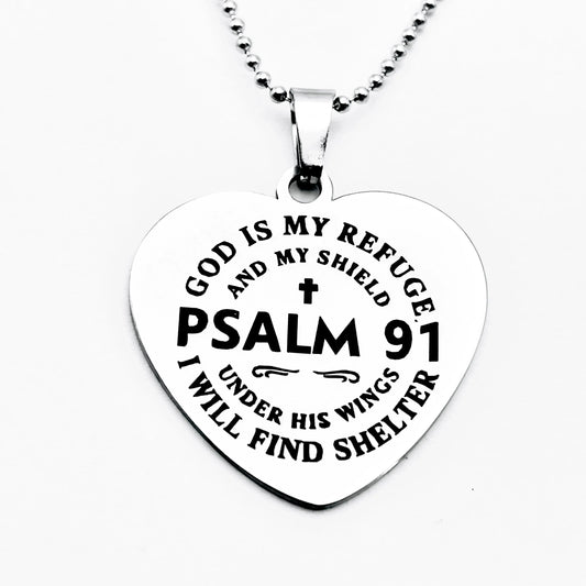 Psalm 91, Stainless steel necklace, perfect choice for Jesus religious faith, ideal gift for friends on holidays