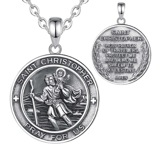 Medallion St. Christopher Necklace – In Silver