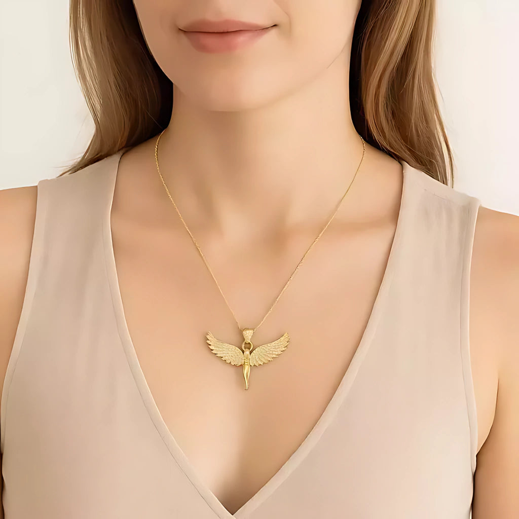 Gold Cherub Angel Pendant Necklace – Gold