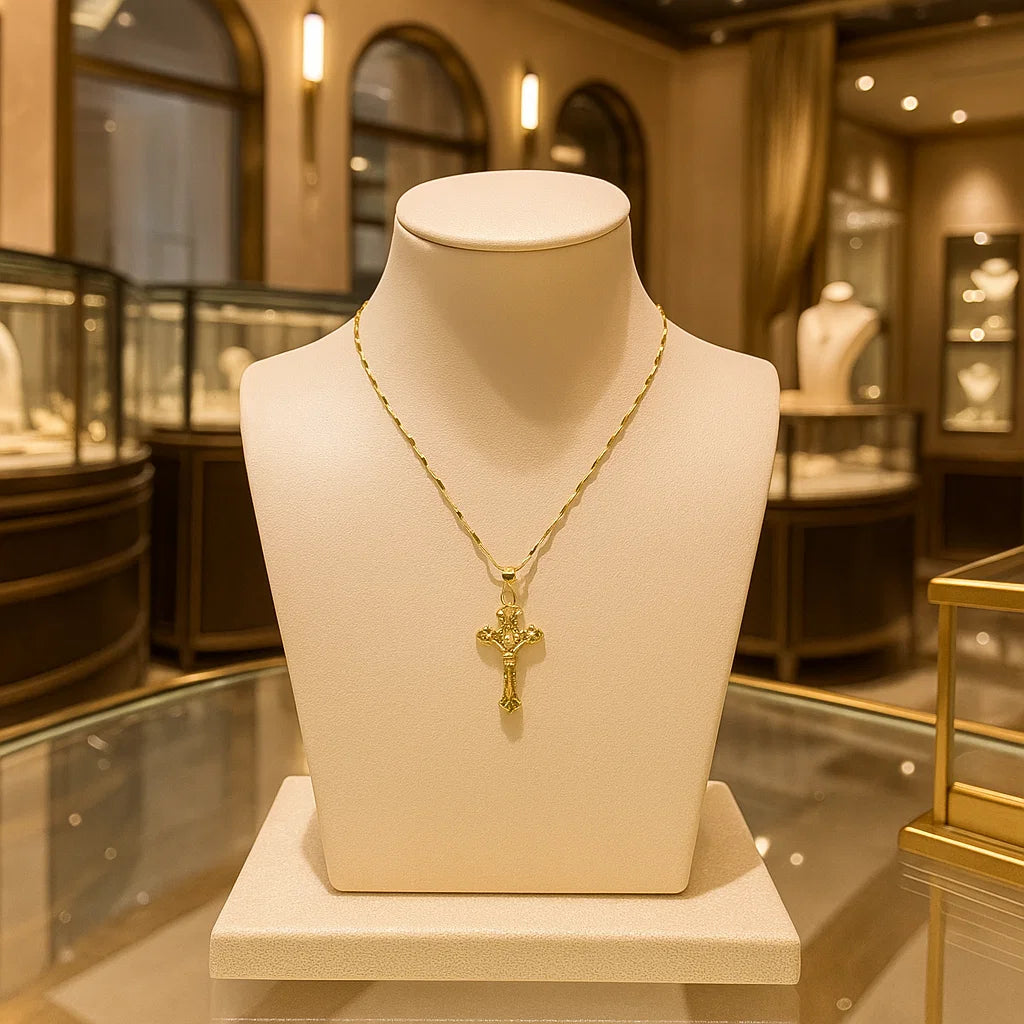 Golden Christian Cross Necklace – Faith & Protection
