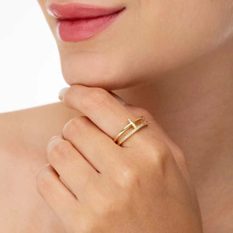 Double Band Gold Ring for Women
