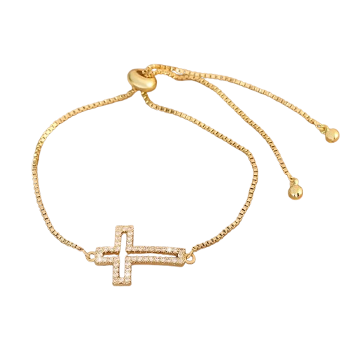 Gold Cross Bracelet – Elegant Unisex Adjustable