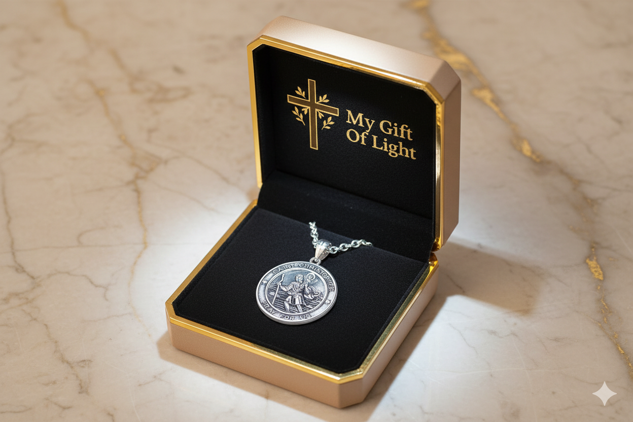 Medallion St. Christopher Necklace – In Silver