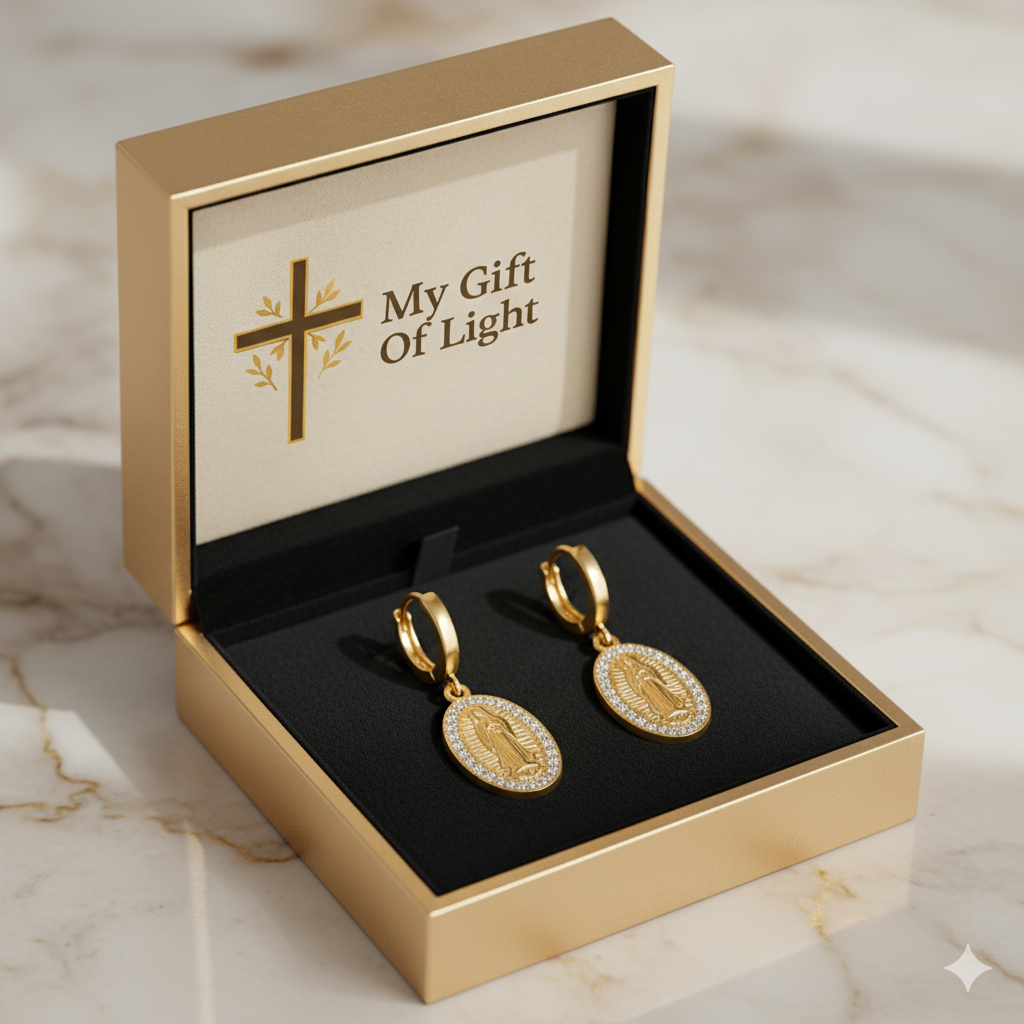 Virgin Mary Earrings – Gold Faith & Elegance