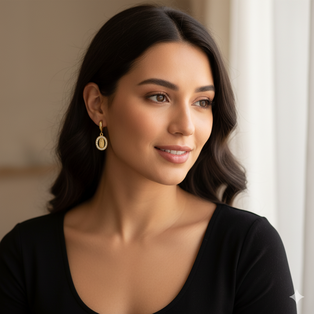 Virgin Mary Earrings – Gold Faith & Elegance