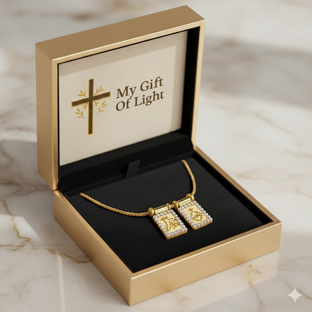 Sacred Heart Scapular Necklace – Gold Catholic Jewelry