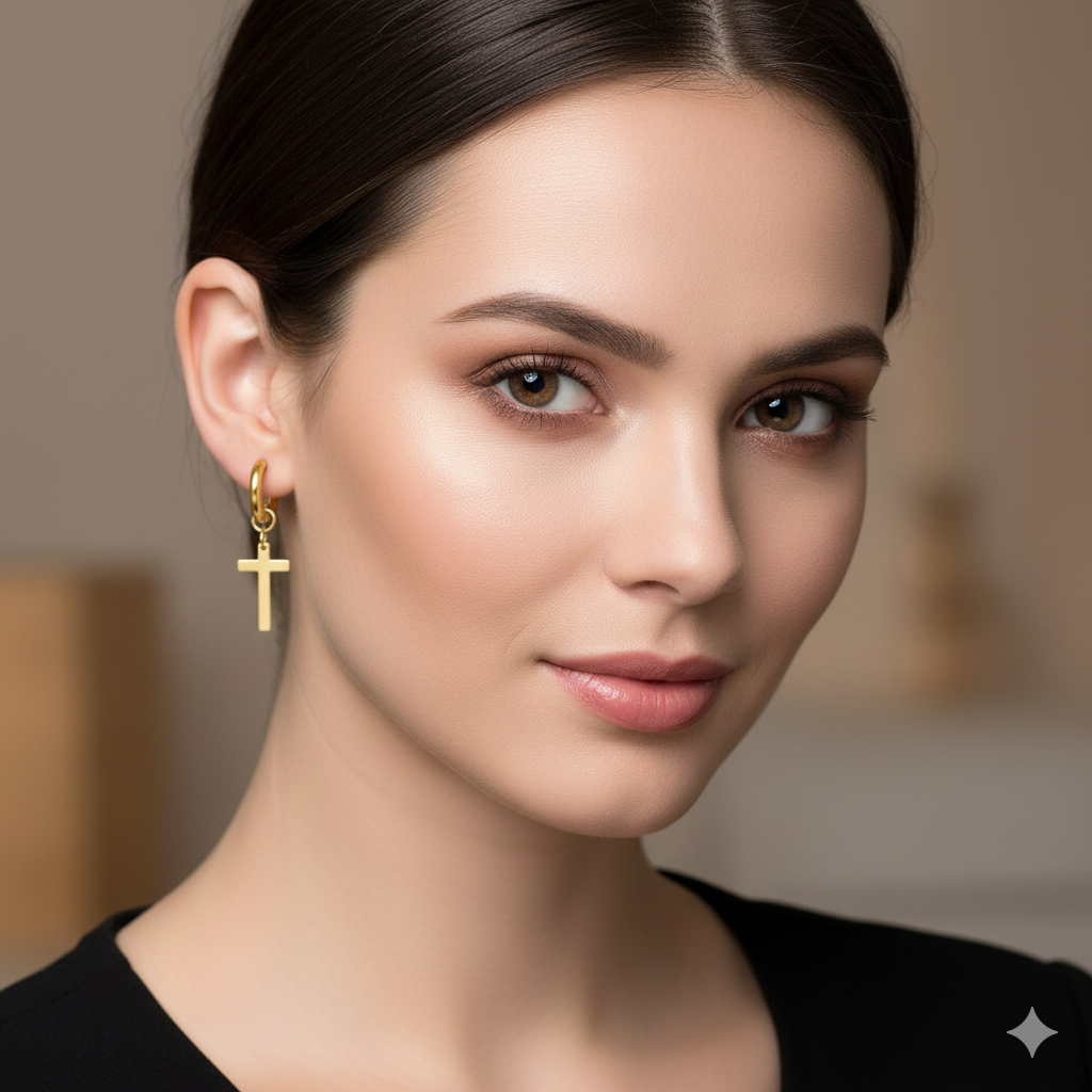 Cross Huggie Earrings – Hypoallergenic