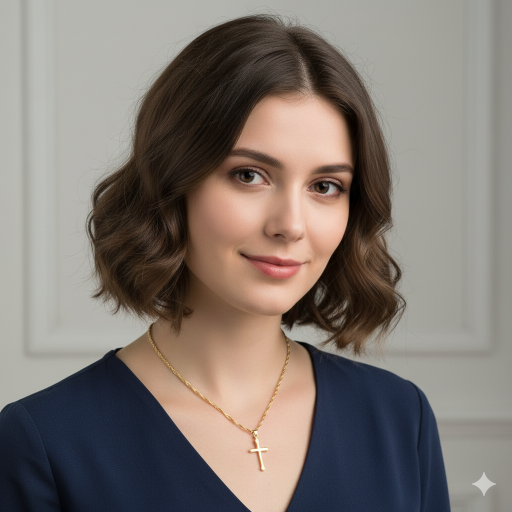 Water Wave Necklace with Jesus Cross Pendant