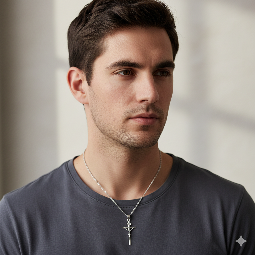 INRI Crucifix Pendant Necklace – Gold & Silver