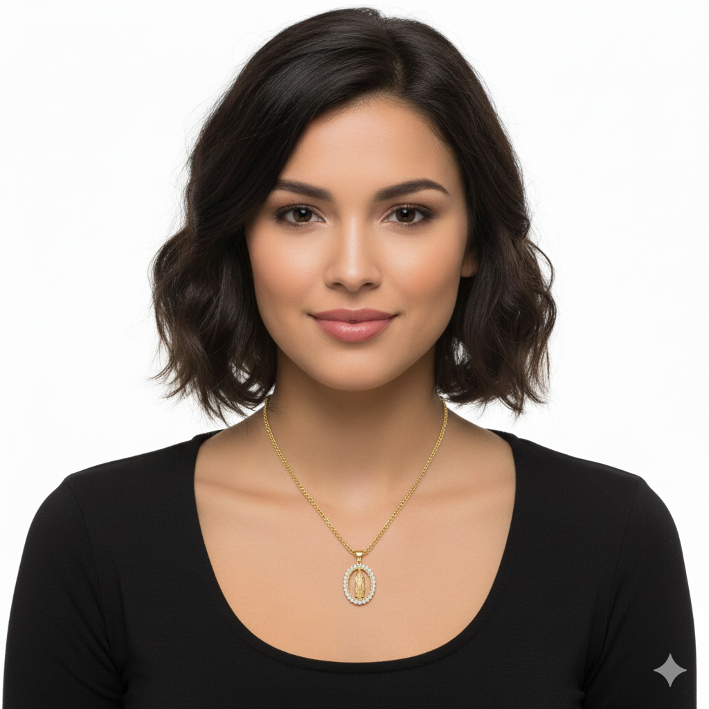 Virgin Mary Pendant Necklace – Gold