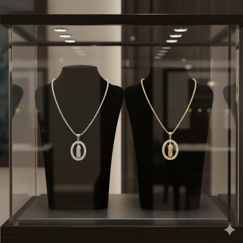 Virgin Mary Pendant Necklace – Gold