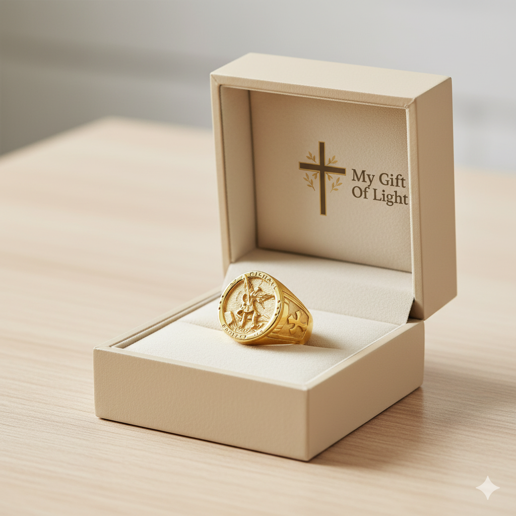 Archangel Amulet Cross Ring - Gold