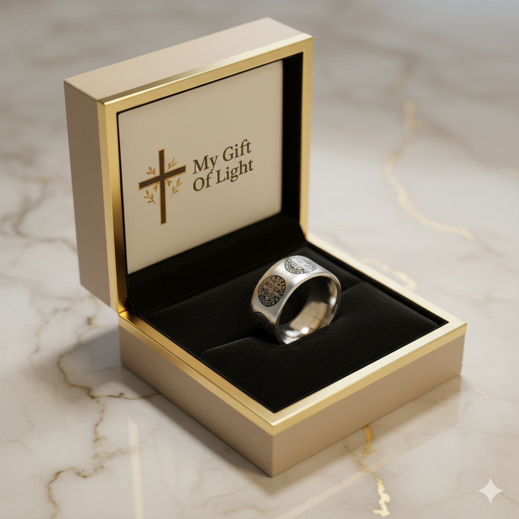 Saint Benedict Ring for Men - Religious Jewelry