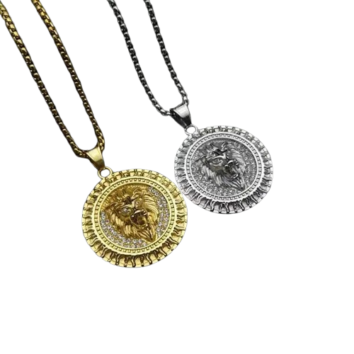 Lion Head Pendant Necklace – In Gold