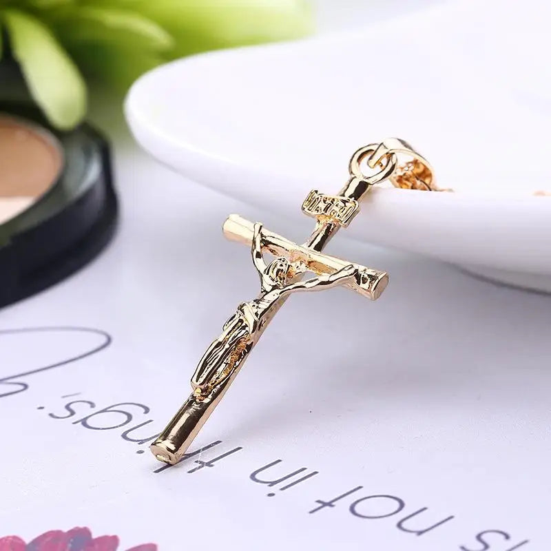 Fashion Plated INRI Crucifix Jesus Trendy Pendant Necklace Pendant Collar De Mujer